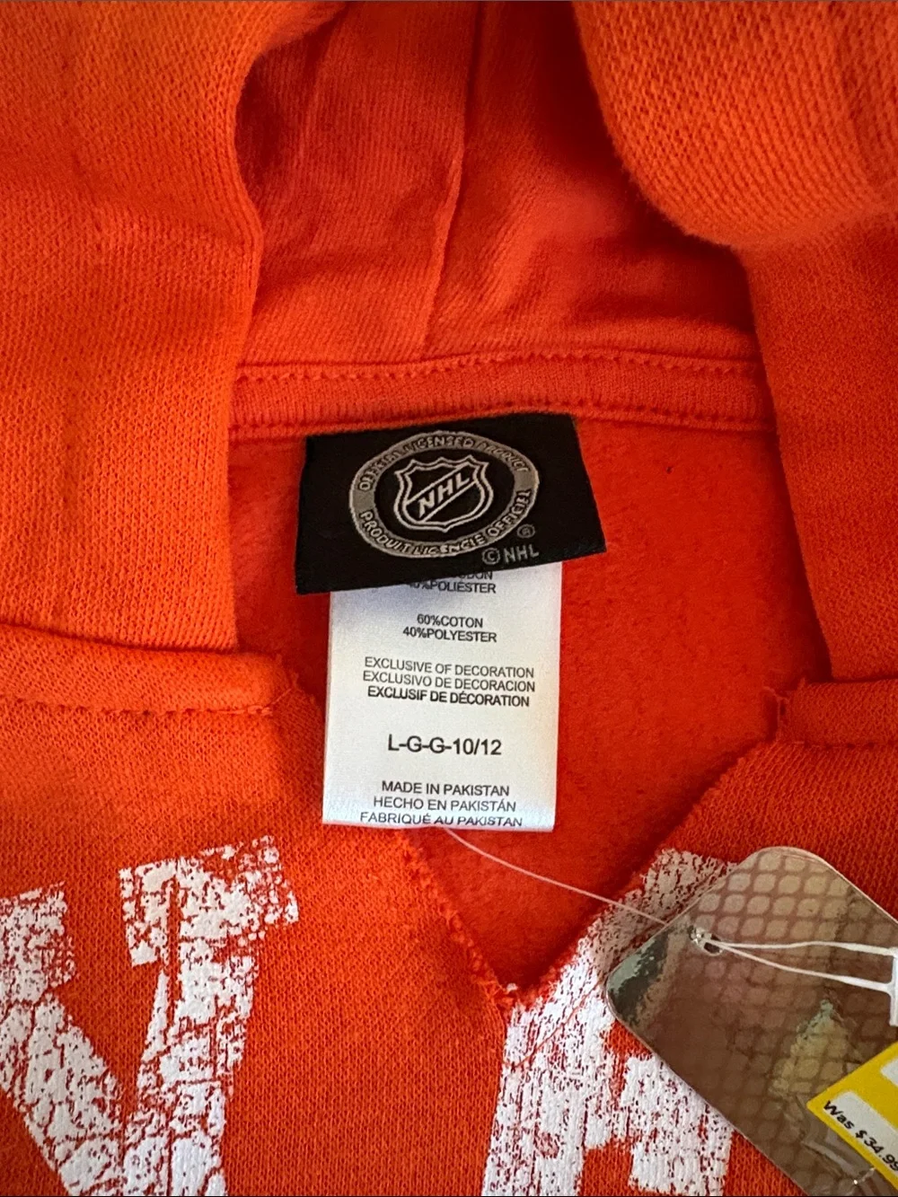 NHL Philadelphia Flyers Orange Pullover Hoodie with White Team Logo